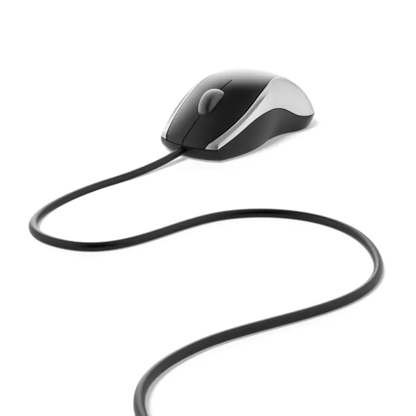 Siyah kordon bilgisayar fare — Stok fotoğraf