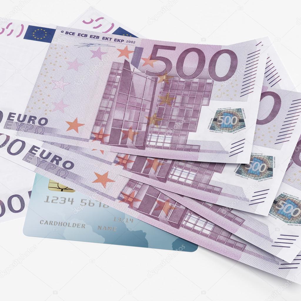 Credit card and Euro banknotes