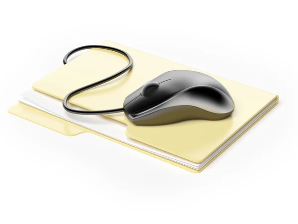 Computer mouse on folder — Stock Photo, Image