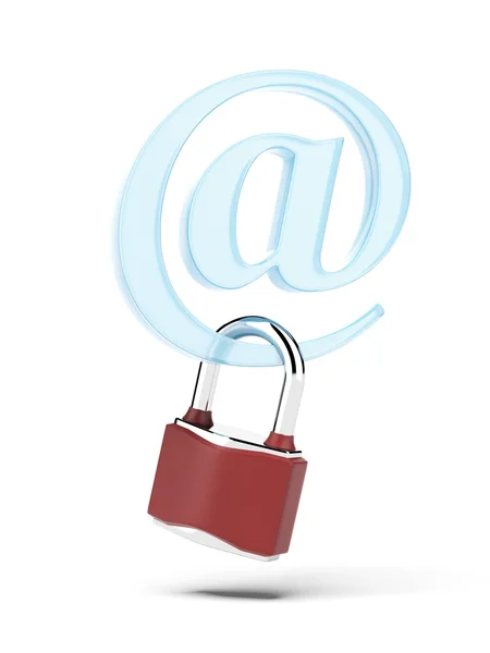 At symbol with padlock attached — Stock Photo, Image