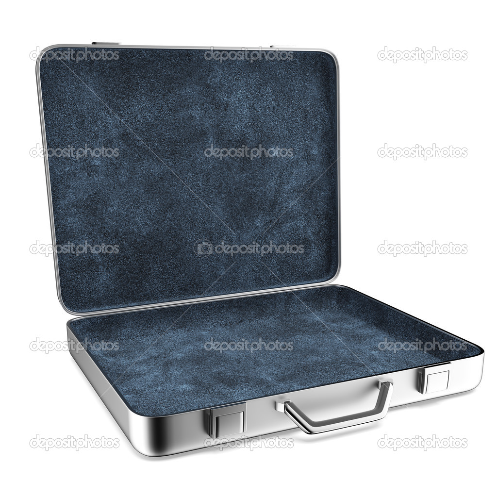 Opened Aluminum suitcase