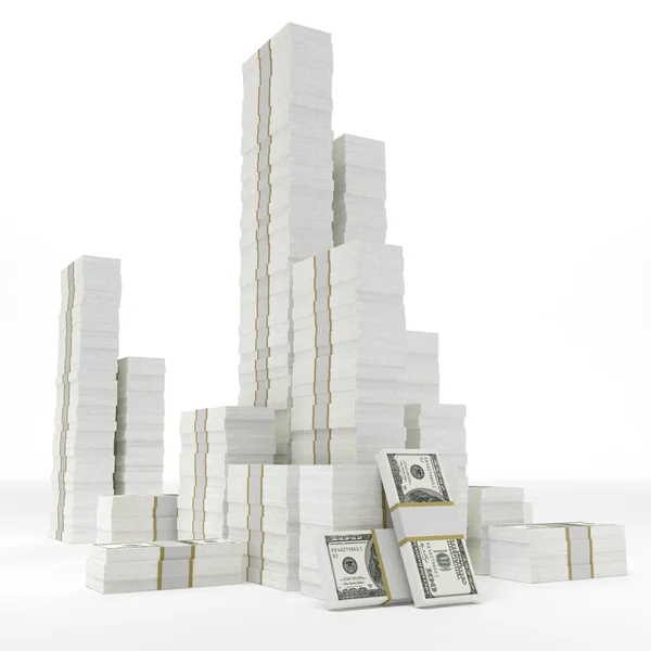 Stacks of dollars on white background — Stock Photo, Image