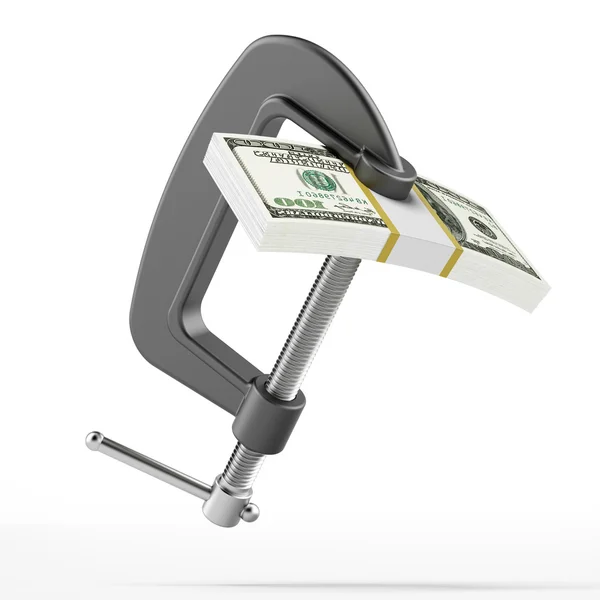 Dollar bill in clamp — Stock Photo, Image