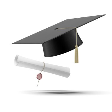 Graduation hat and Diploma clipart
