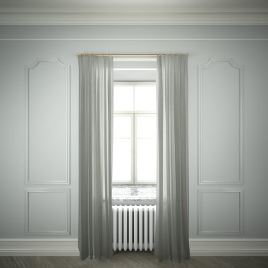 boş oda pencere ve perdeler