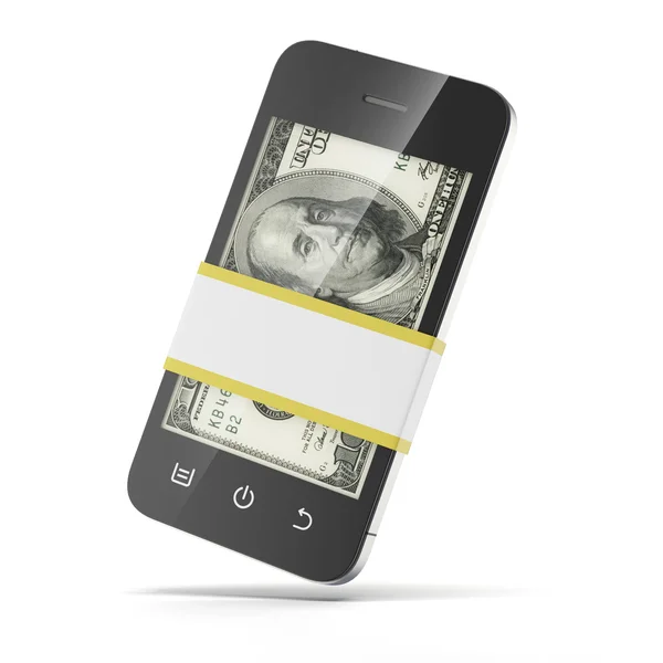Dólares dentro del teléfono inteligente — Foto de Stock