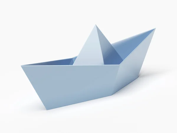 Closeup of a blue paper boat — Stock Photo, Image