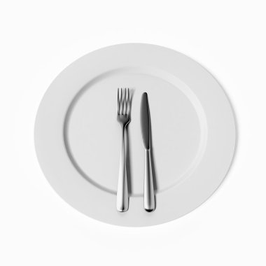 Çatal, bıçak ve plaka