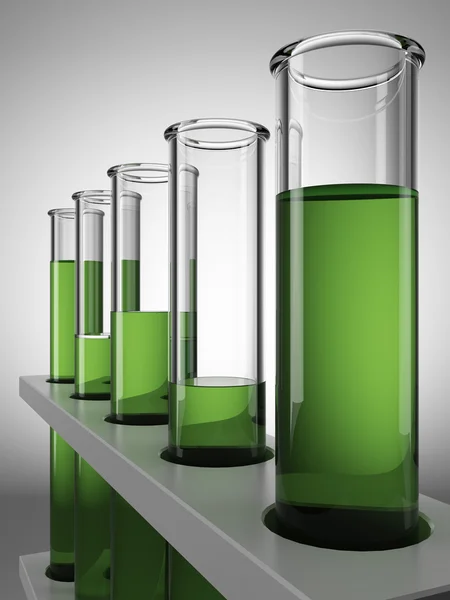 Green chemical test tubes — Stock Photo, Image