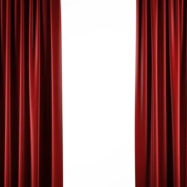 Red curtains on white — Stock Photo, Image