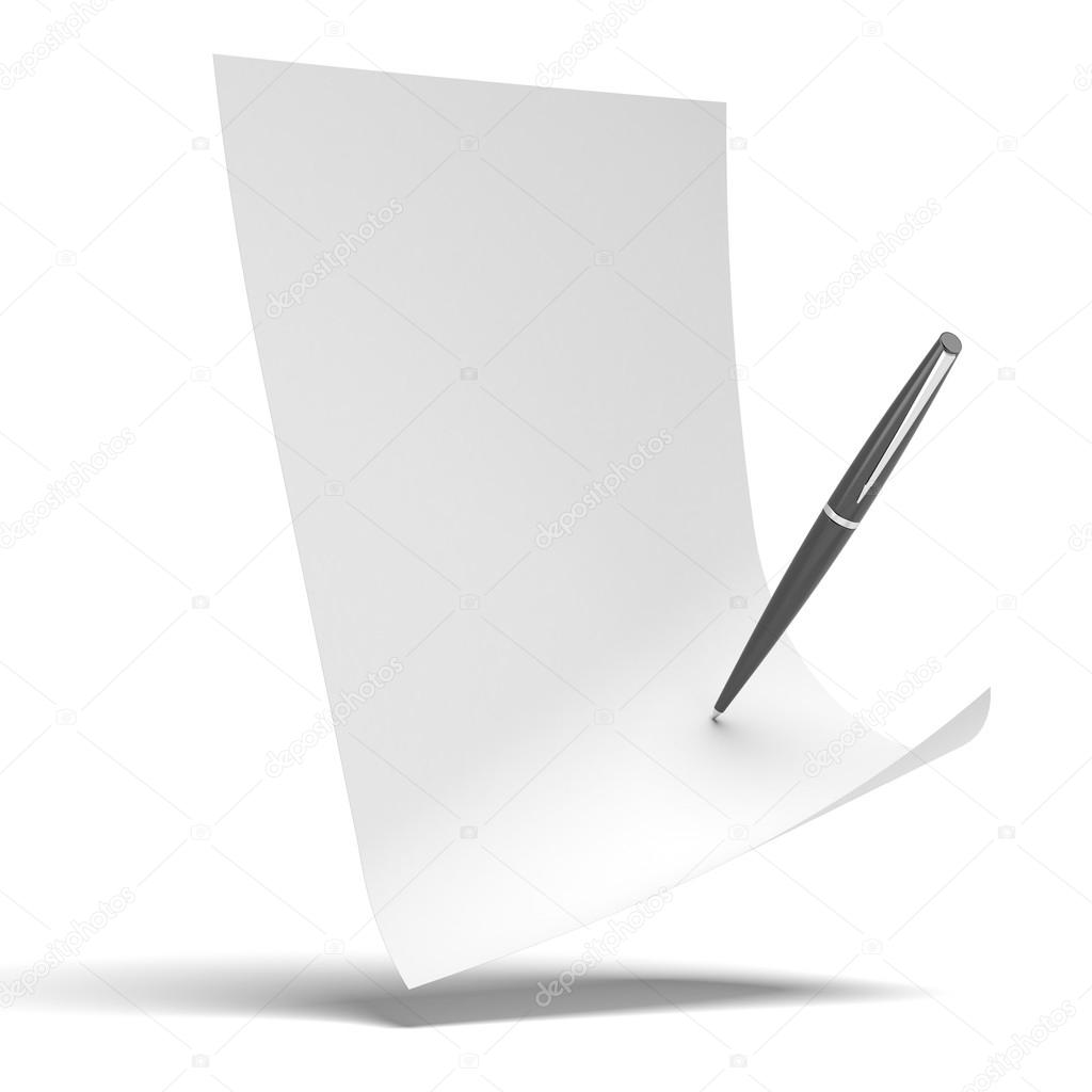 Blank paper with pen