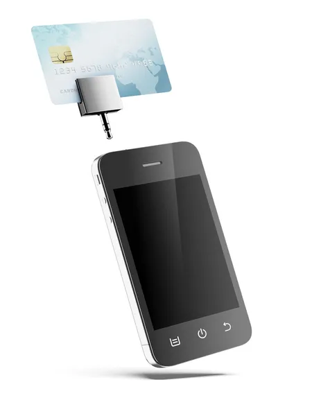 Mobiele telefoon met credit card — Stockfoto