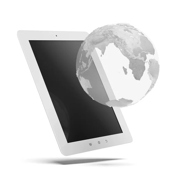 Tablet with globe — Stock Photo, Image