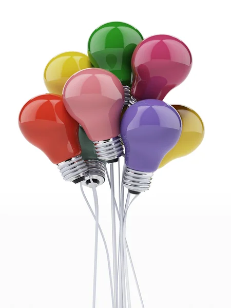 Lampadine come palloncini colorati — Foto Stock