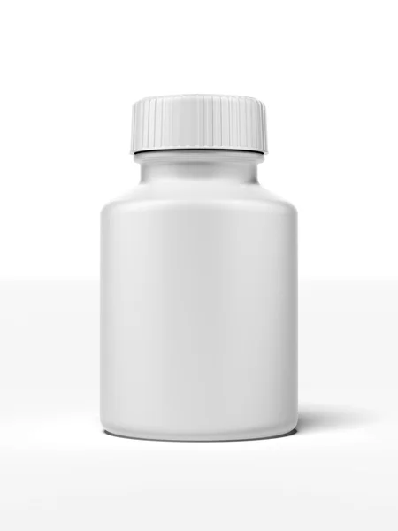 Frasco de pílula branca — Fotografia de Stock