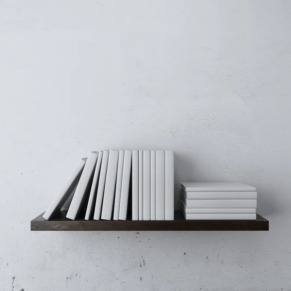 Shelf with white books — Stock Photo, Image