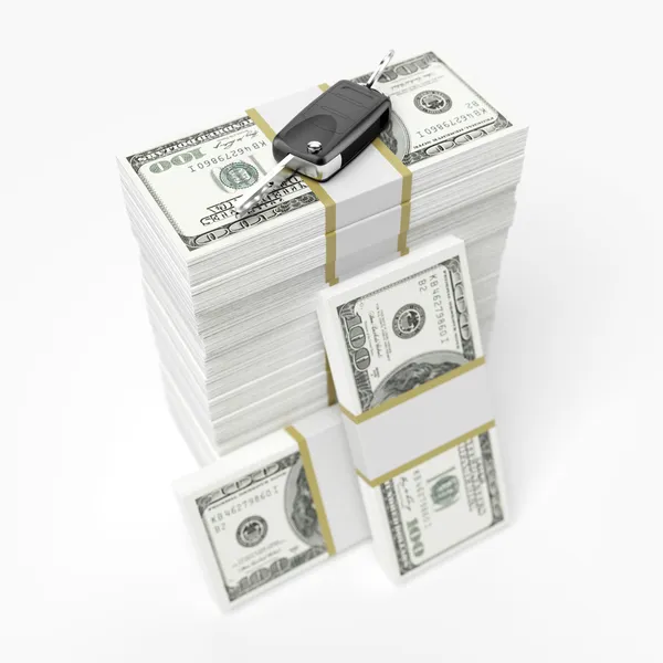 Dollars and car key — Stock Photo, Image