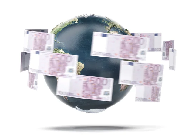 Euro volando alrededor del mundo — Foto de Stock