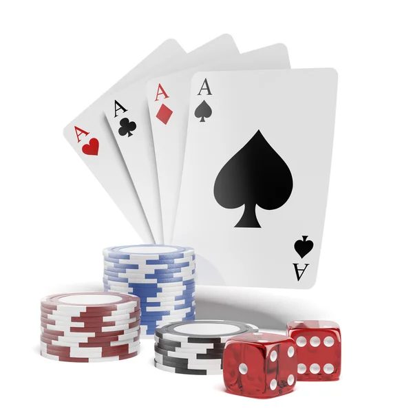 Chip und Karten für Poker — Stockfoto