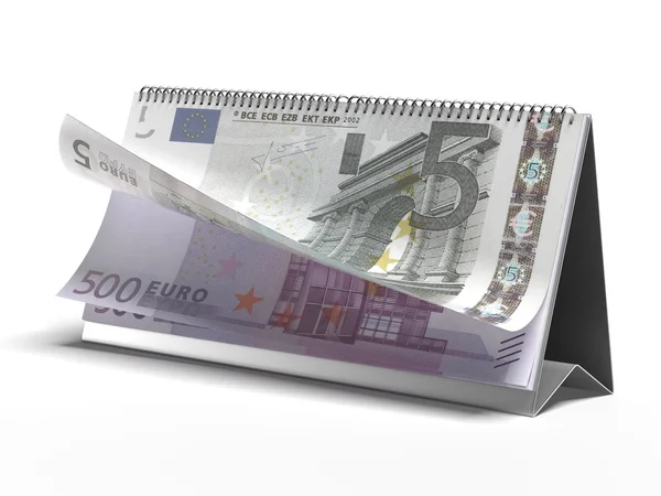 Calendrier avec billets en euros — Photo