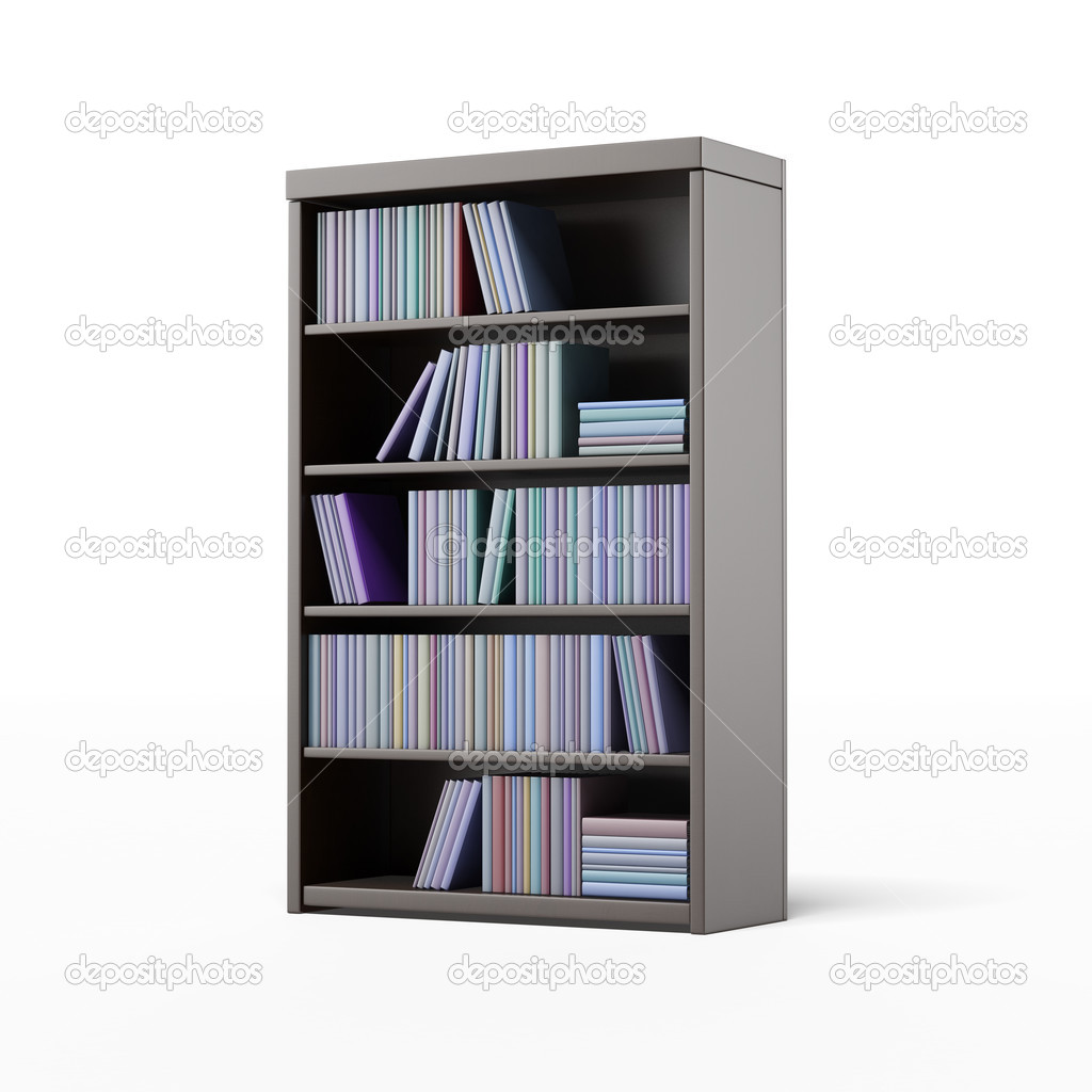 Dark bookcase with books