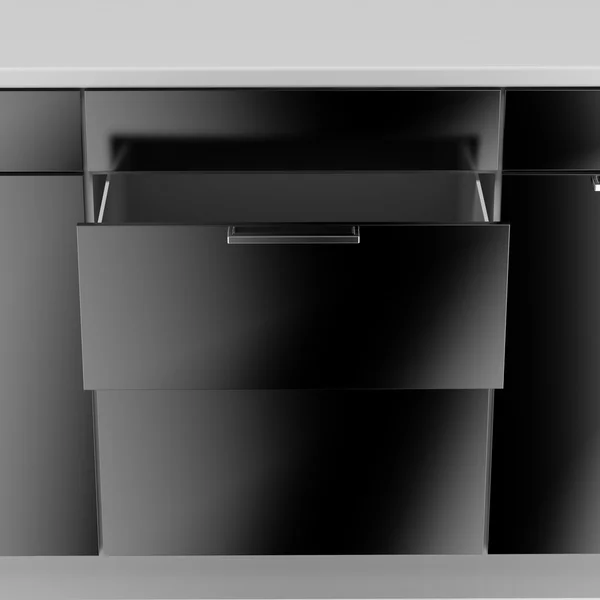Открытый пустой черный ящик — стоковое фото