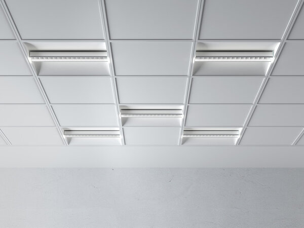 Fluorescent lamp on the ceiling