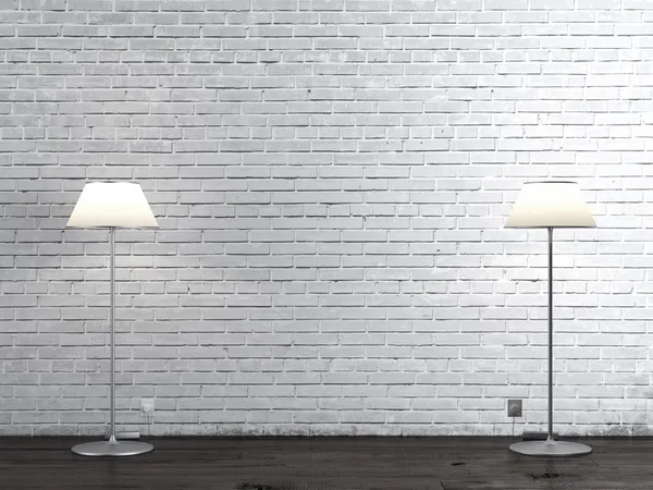 Two floor lamps in brick room — Stock Photo, Image