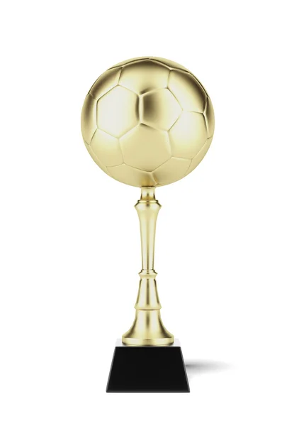 Bola de futebol no copo dourado — Fotografia de Stock