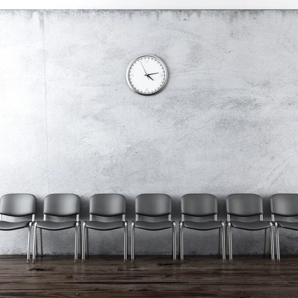 Wall clock and black chairs Royalty Free Stock Images