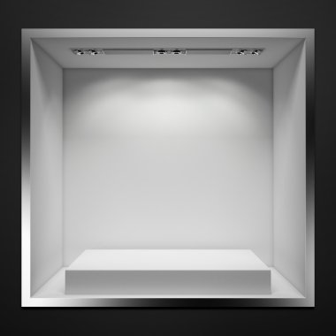 Empty showcase with white stand clipart