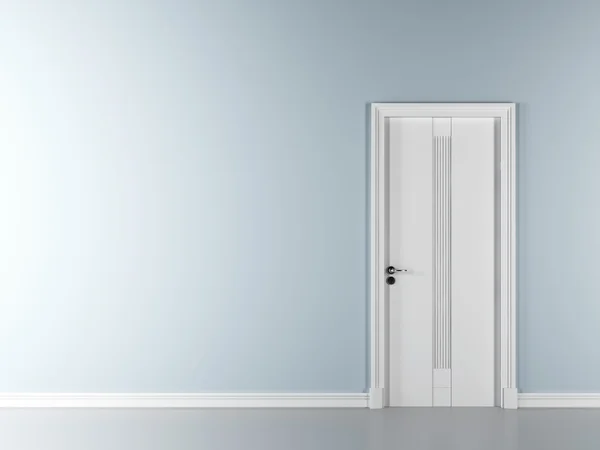 Niebieska ściana z drzwiami — Zdjęcie stockowe