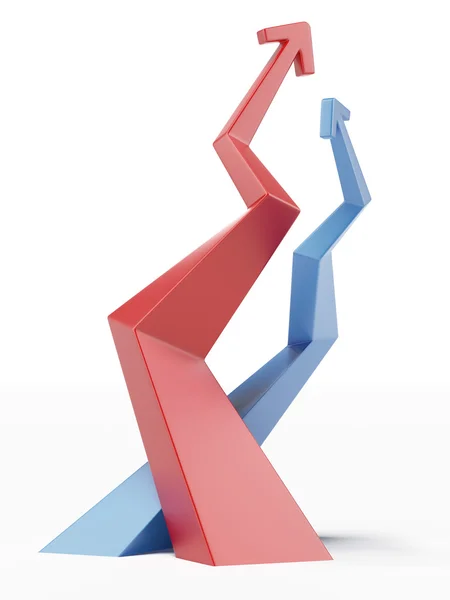 Red and blue ascending arrows — Stock Photo, Image