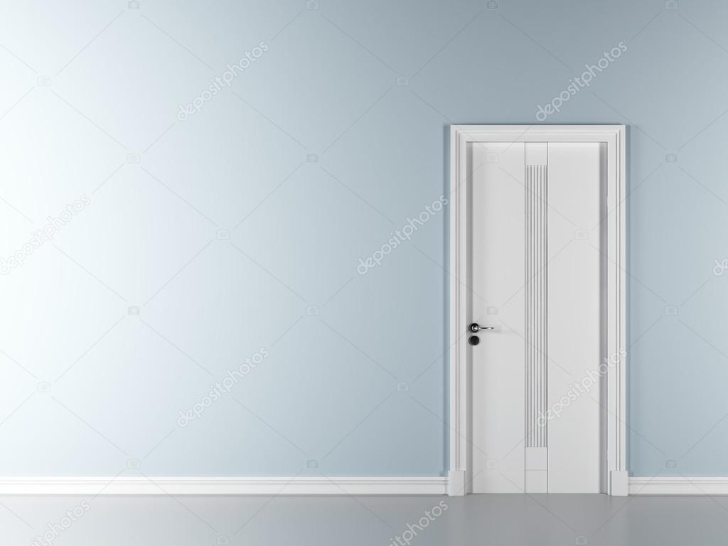 Blue wall with door