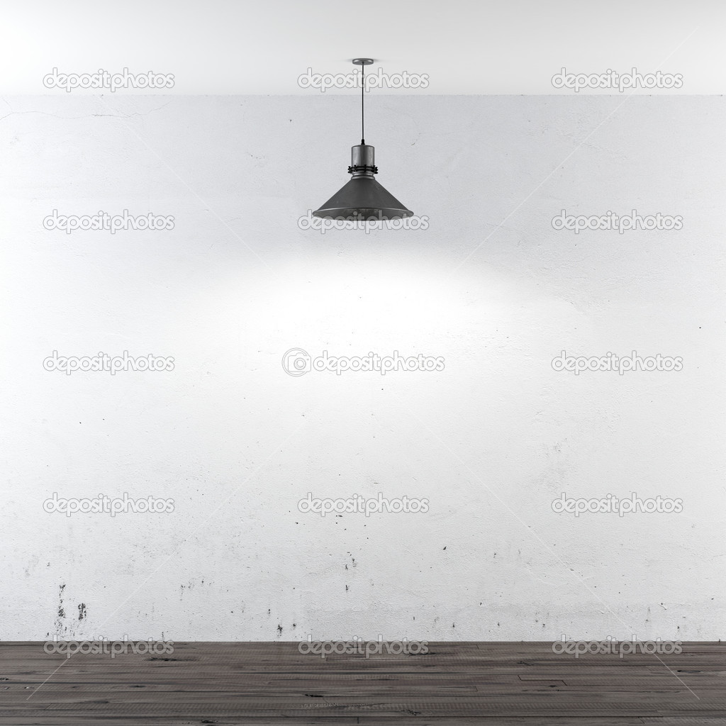 White room with ceiling lamp