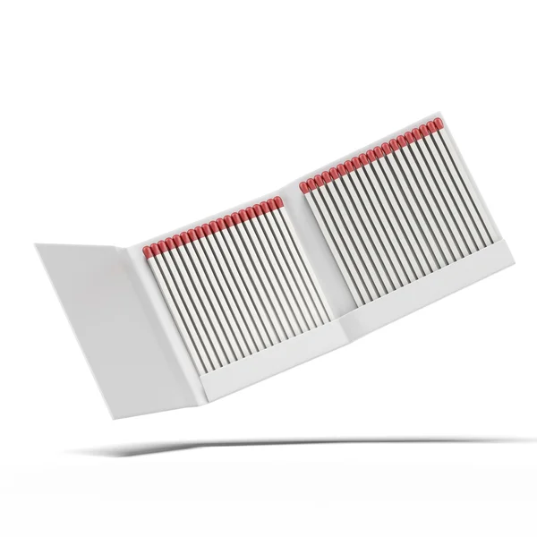 Открытый спичечный коробок с красными спичками — стоковое фото