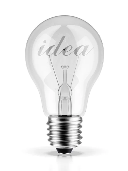 Bulb with the word idea — Stock Photo, Image