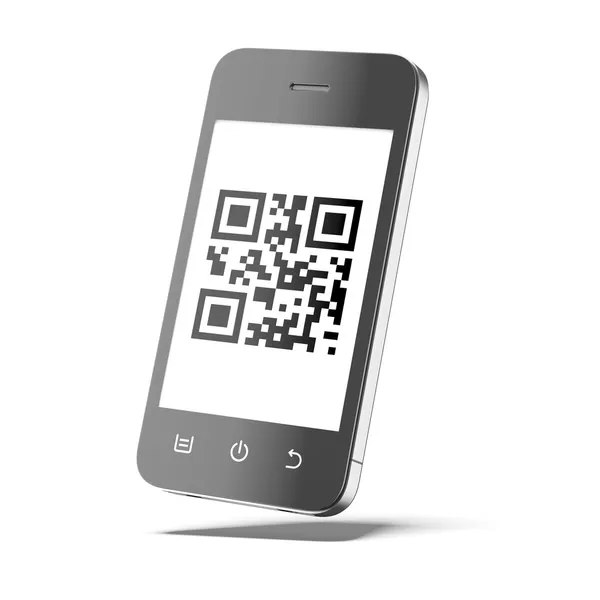 Smarttelefon med QR-kode – stockfoto