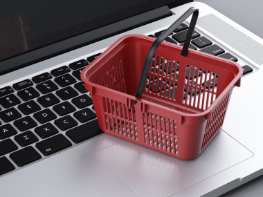 Food basket and laptop