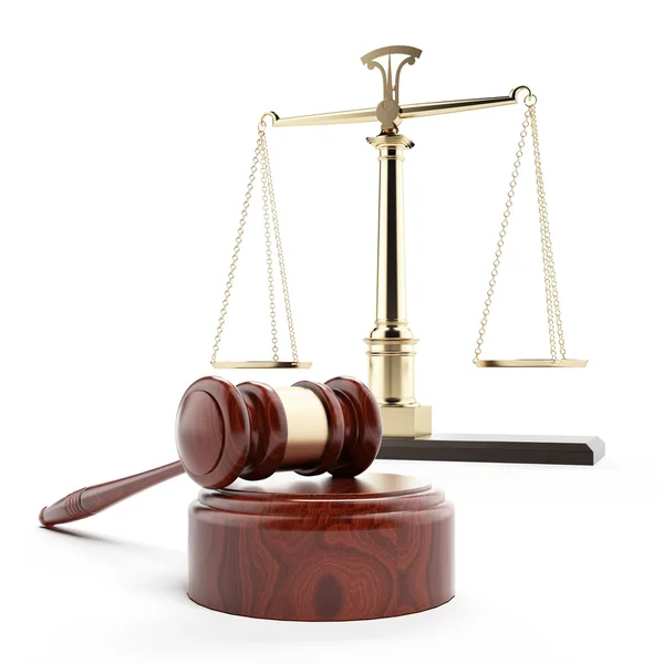 Scales of justice and gavel — Stock Photo, Image