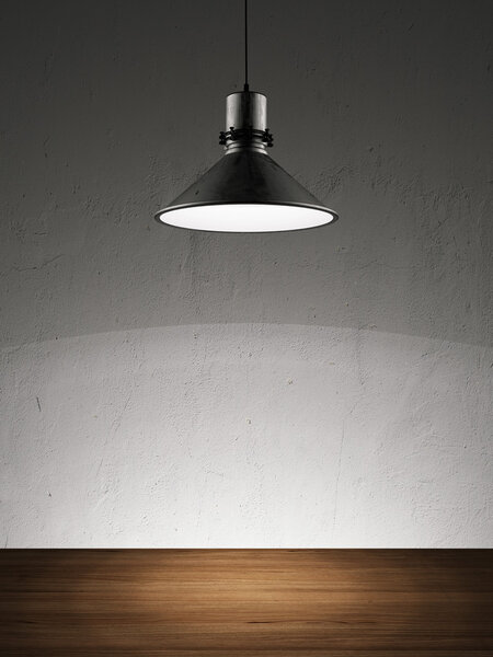 White wall with lamp