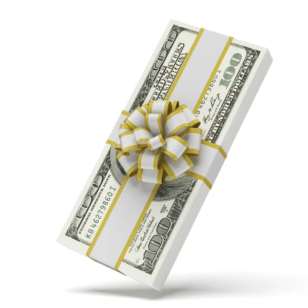Dollars with decorative bow — Stock Photo, Image