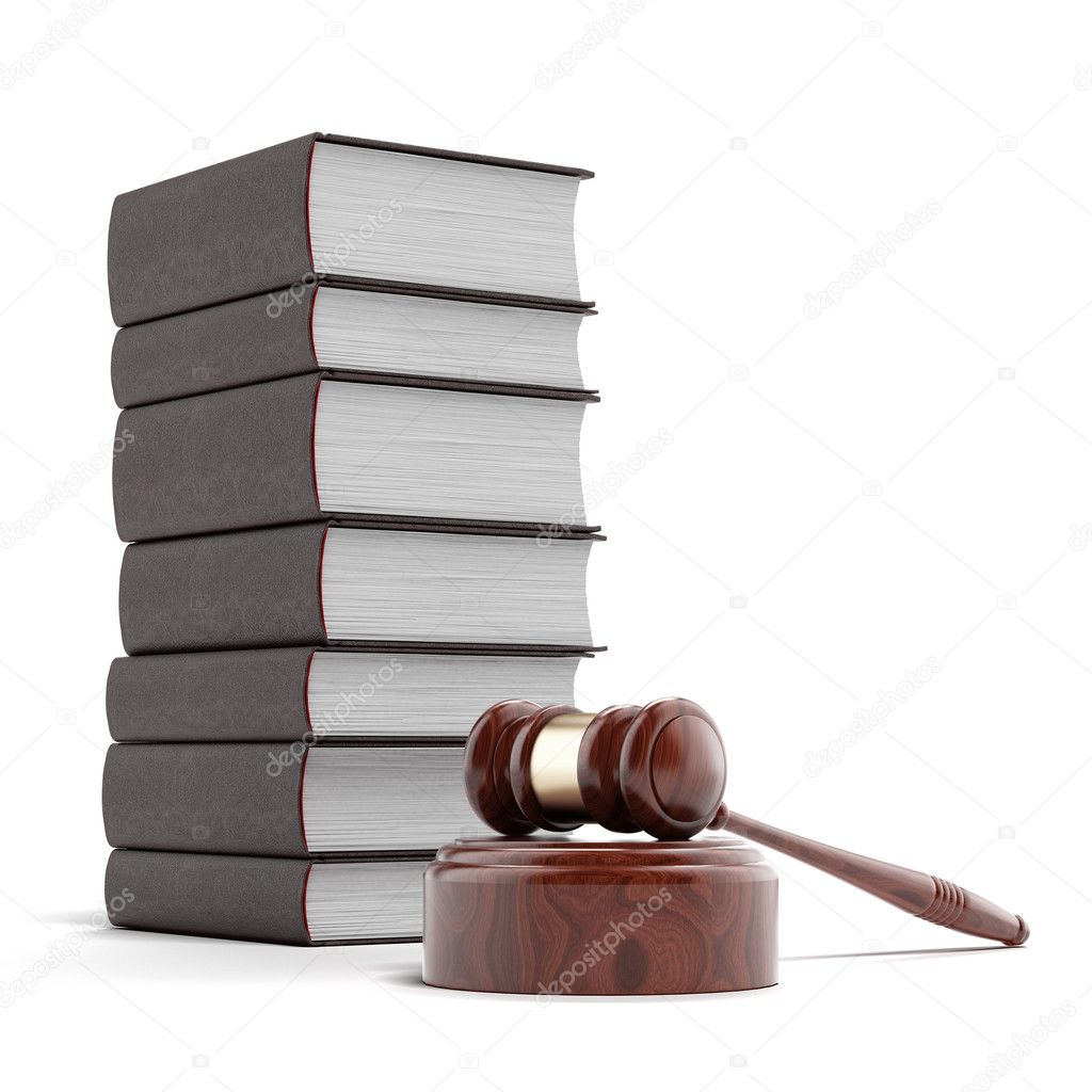 Wooden gavel with books
