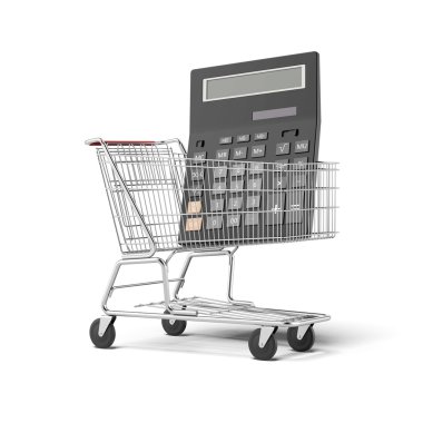Calculator and shopping cart clipart