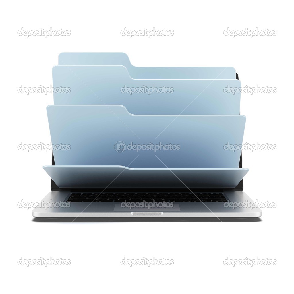 Laptop with folders