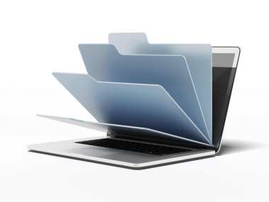 laptop ile mavi klasör