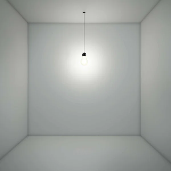 Lampa v prázdné bílé místnosti — Stock fotografie