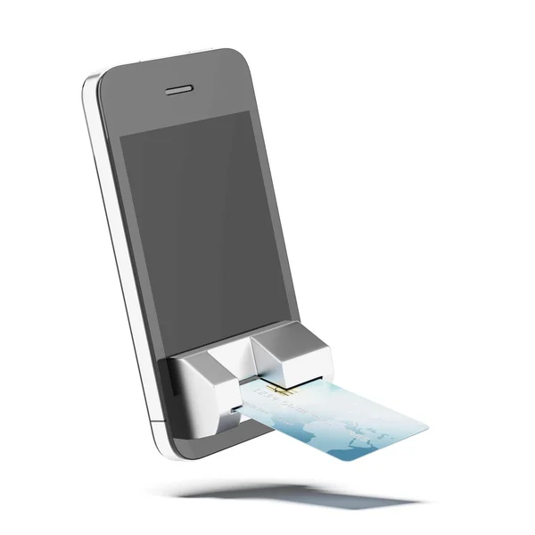 Credit card connected to mobile phone — Stock Photo, Image