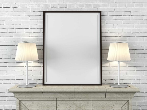 Деревянная рамка с лампами
