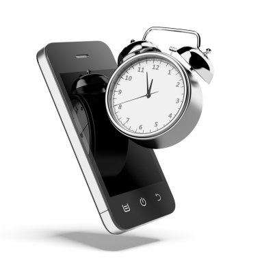 Alarm clock with smartphone clipart